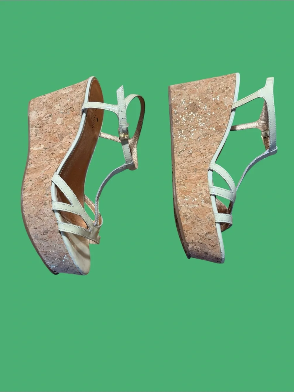 Kate spade Cream and Tan Cork Wedge Sandals